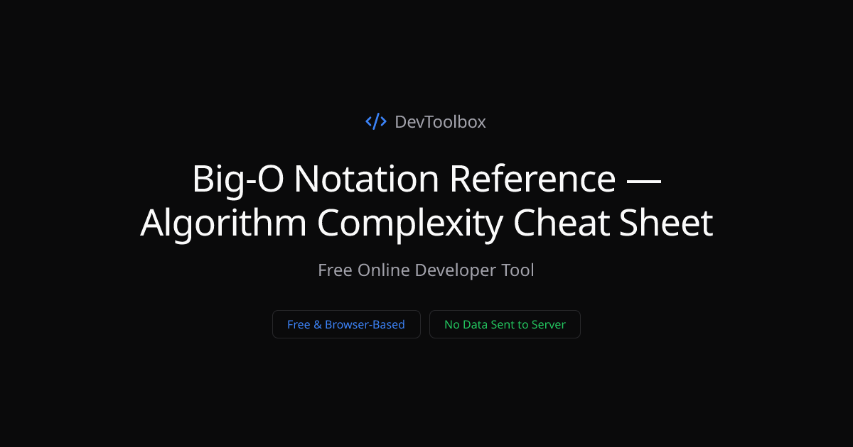 Big-O Notation Reference — Algorithm Complexity Cheat Sheet | DevToolbox