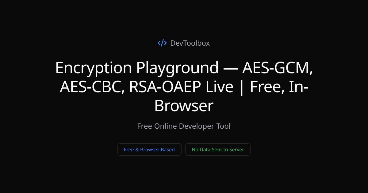 Encryption Playground — AES-GCM, AES-CBC, RSA-OAEP Live | Free, In ...