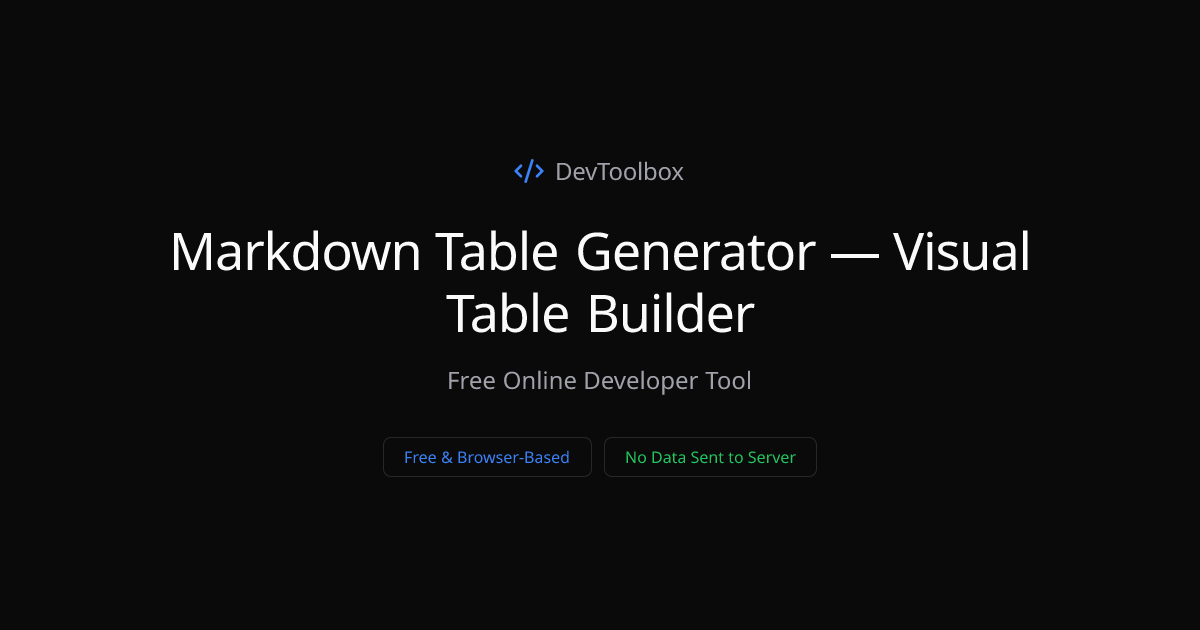 Markdown Table Generator — Visual Table Builder | DevToolbox