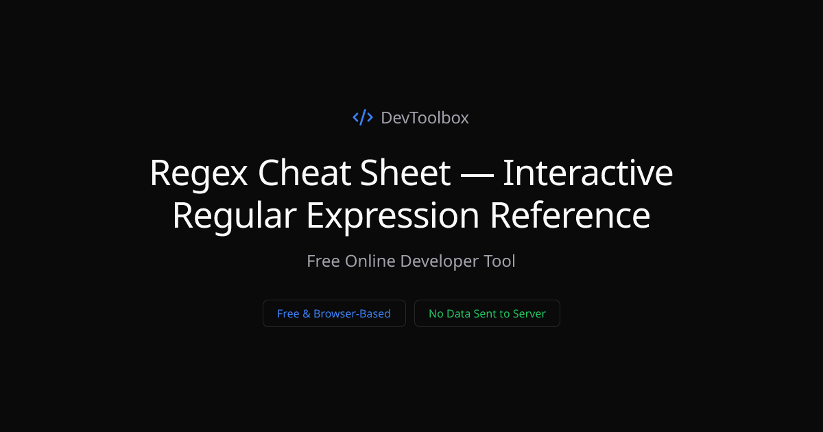 Regex Cheat Sheet — Interactive Regular Expression Reference | DevToolbox