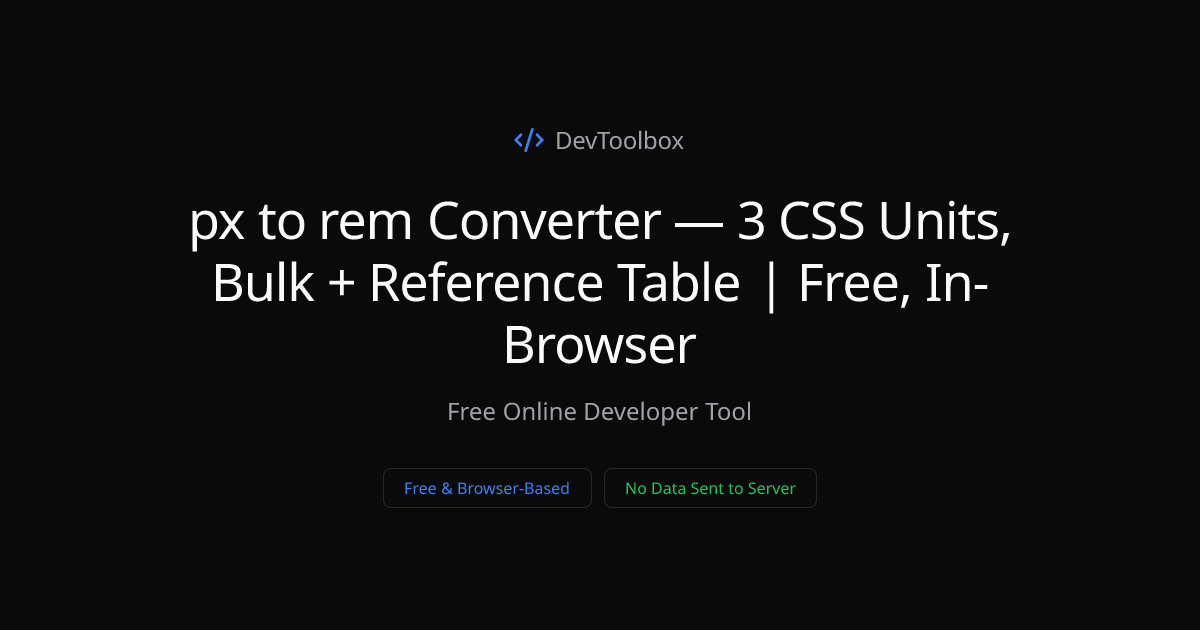px to rem Converter — 3 CSS Units, Bulk + Reference Table | Free, In ...